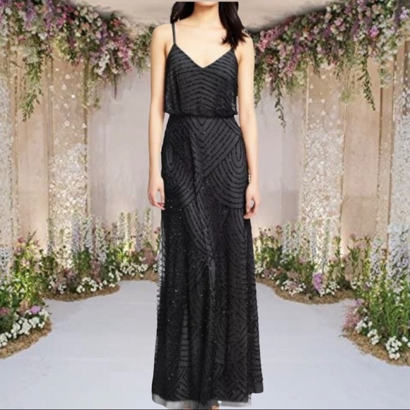 Adrianna Papell Dresses & Skirts - Adrianna Papell Blouson Black beaded long Dress
